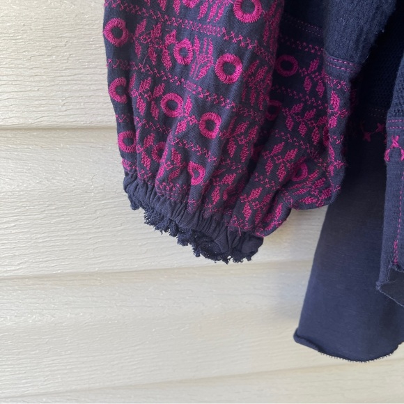 Free People Persuasion Embroidered Dark Navy Boho Top Size S NWT - Picture 5 of 10